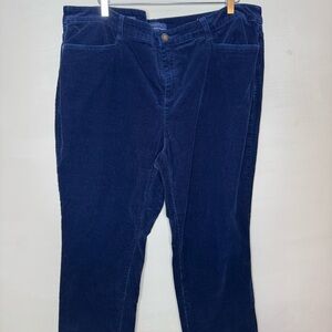 Talbots high waste straight leg Corduroy Pants Navy Blue Sz 20W